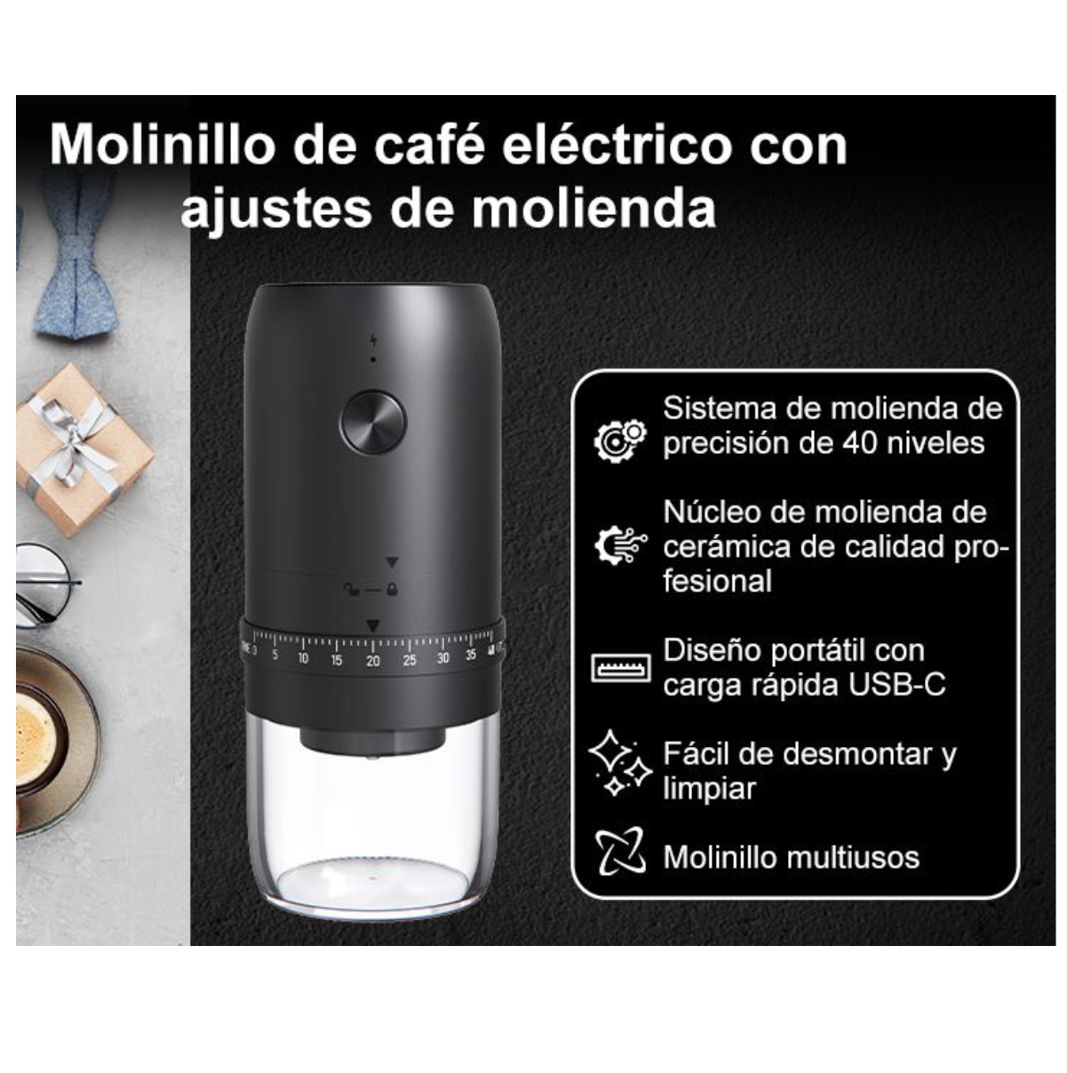 Molino de Cafe Portatil Recargable